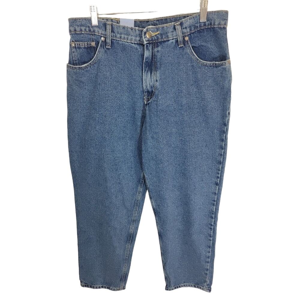 NWT Full Blue Denim Relaxed Fit Straight Leg High Rise Mom Jeans‎ Women's 14